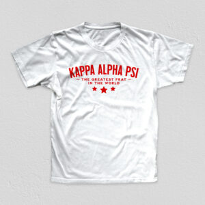 Kappa Alpha Psi, the Greatest Frat In the World design on a white tee.