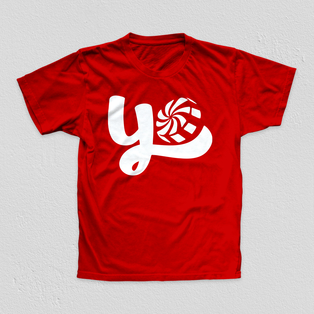 Yo Peppermint design on a high quality red tee.