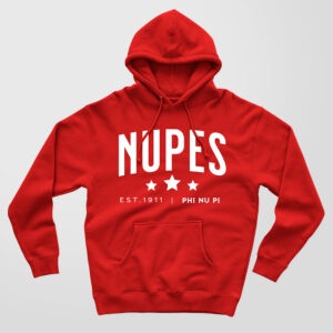 Nupes Established 1911 design on a high quality red hoodie.