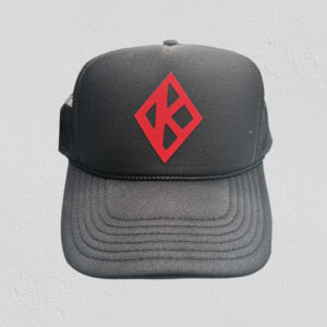Diamond K on trucker hat.